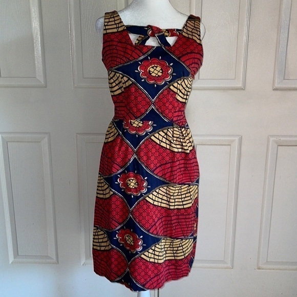 Trashy Diva Red, Blue And Yellow Print Retro Pinup Style Sleeveless Dress - Picture 1 of 5